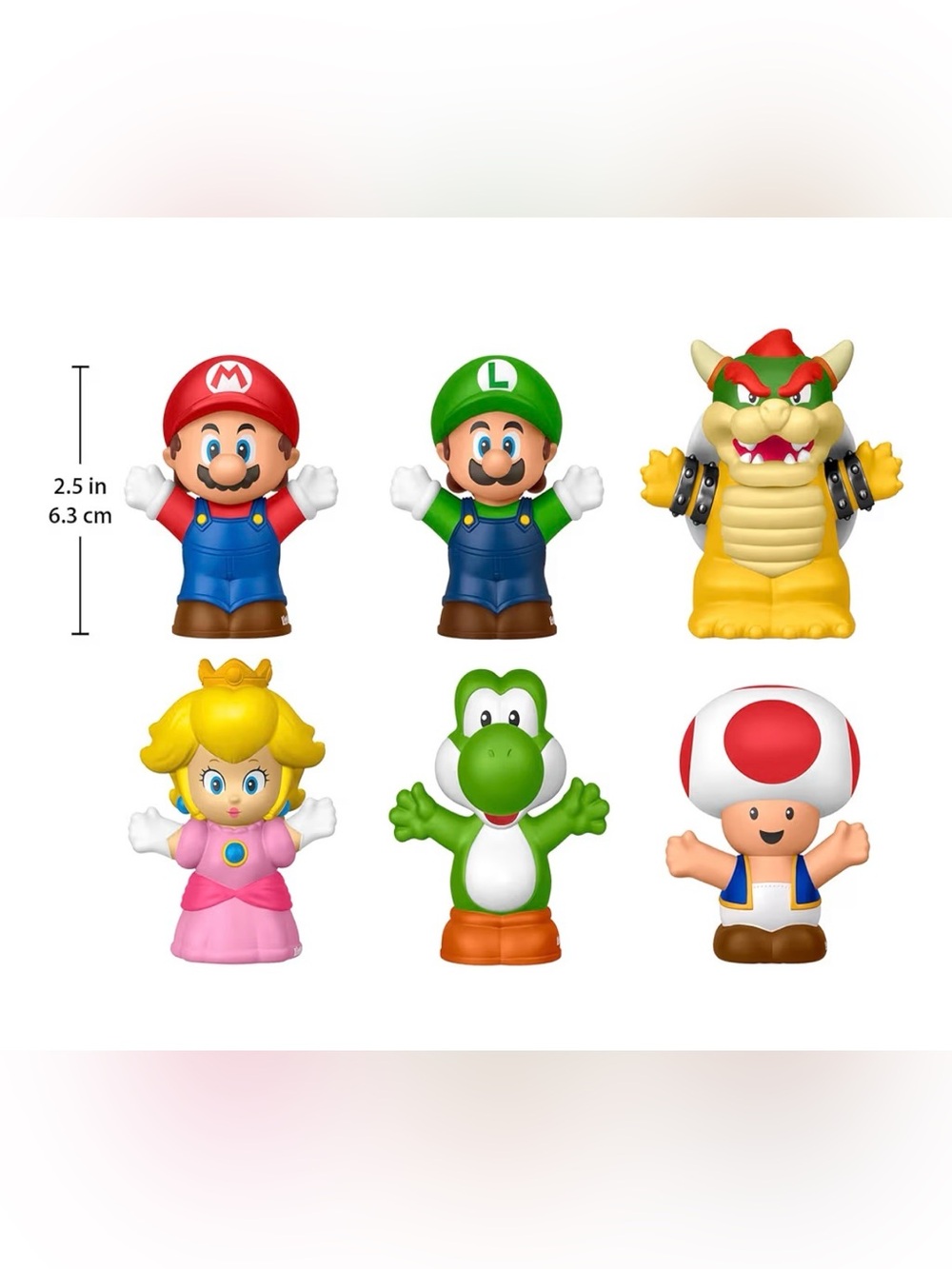 Super Mario Fisher Price Little People 6 Characters NEW Luigi Princess Peach